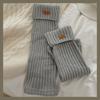 Autumn Winter Leg Warmers Japanese Simple Loose Long Socks Female Knitted Warm Foot Cover White Black Y2K Stockings Leg Warmers