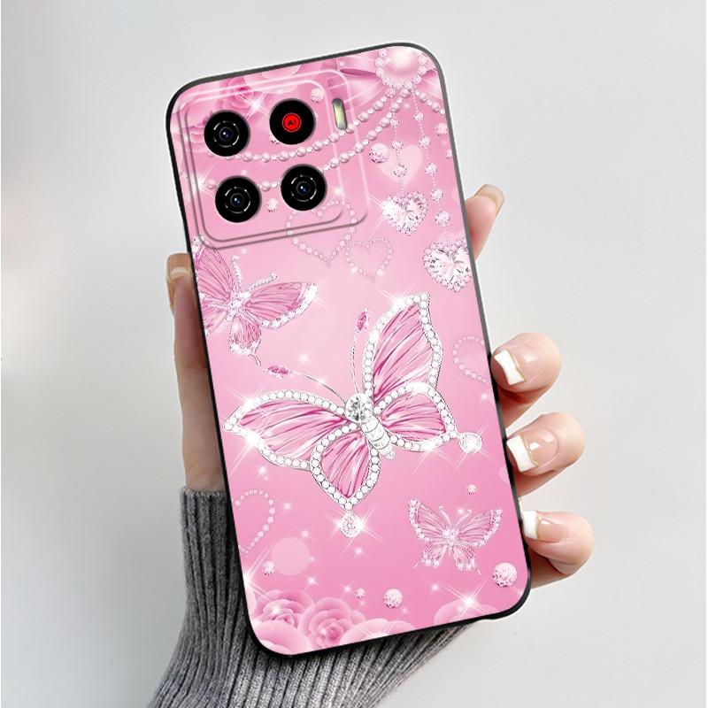 Printing Pattern Case For ZTE Blade A56 Z2473 Nubia A56 Soft Silicone Black Shell Cover For Blade A56 Pro Cute Flower Casing