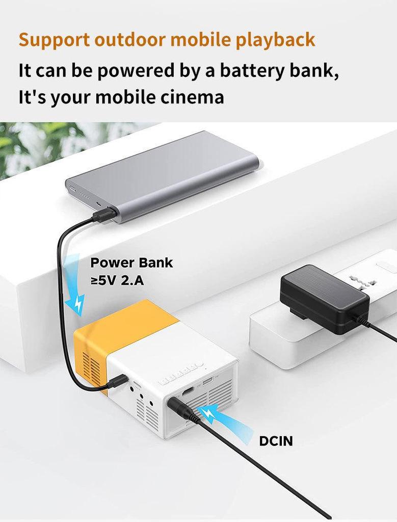 Beliebter YG300 Gelb-Weiß Mini-Projektor: Tragbarer HD-Projektor für Kinder, ideal für den Heimgebrauch