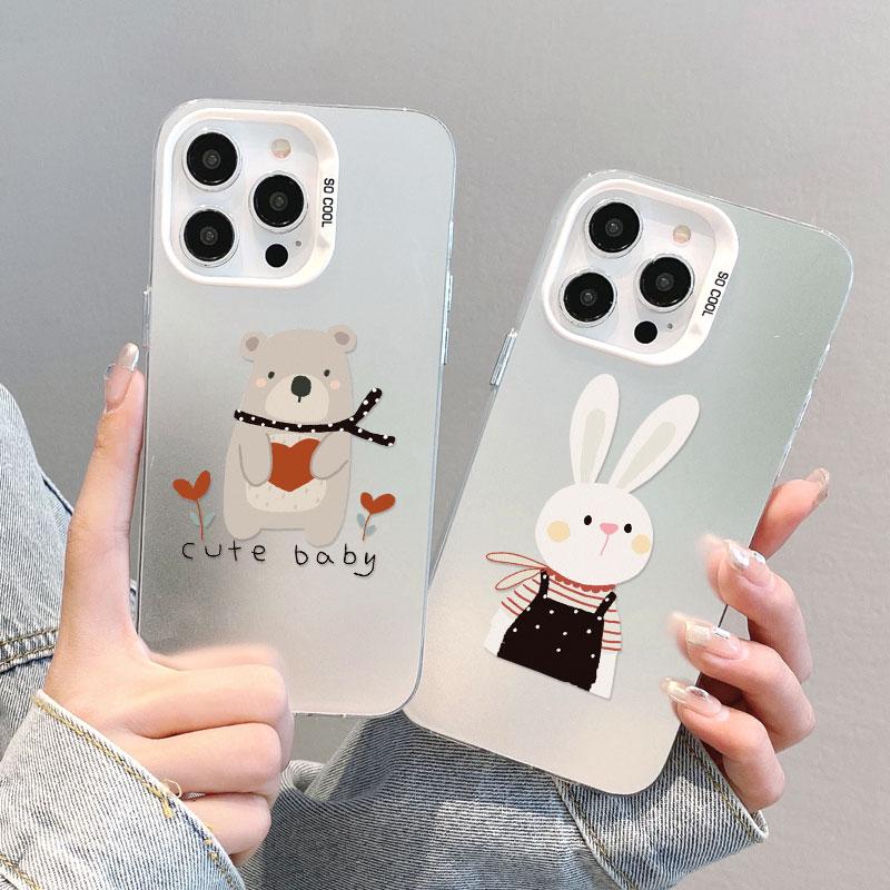 Cute Little Rabbit Lovely Bear Laser Phone Case For Samsung Galaxy S24 S23 Ultra Plus FE S25 S22 Ultra Plus S21 FE Cover Fundas