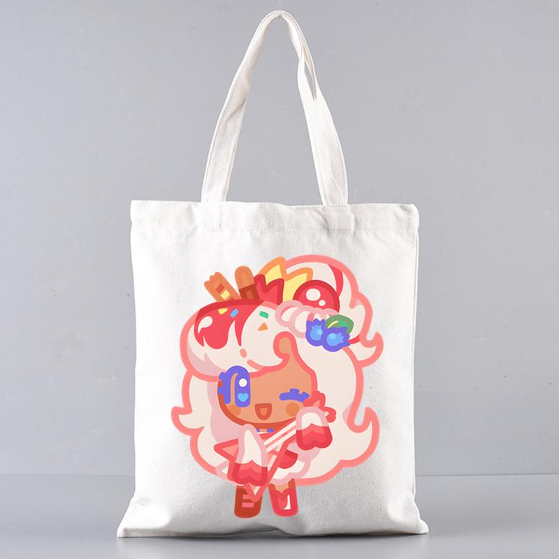 Shadow Milk Cookie Run Kingdom Pure Vanilla Cookie Women Canvas Tote Bags Handbags Shoulder Bags Shopping Handbag