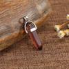 Natural Stone Amethyst & Rose Quartz Double-Pointed Hexagonal Pendant Necklace