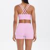 Nude Brushed Cross Back Bra, Casual Sports, Hip Lifting Shorts, Fitness Yoga Suit Two-piece Set