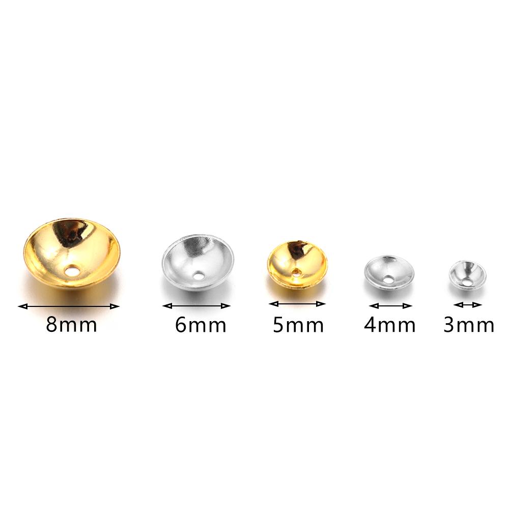 50-100pcs/lot 3 4 5 6 8mm Stainless Steel Round Bead Caps Spacer Beads For Jewelry Making DIY Charms Bracelet Supplies Accessory