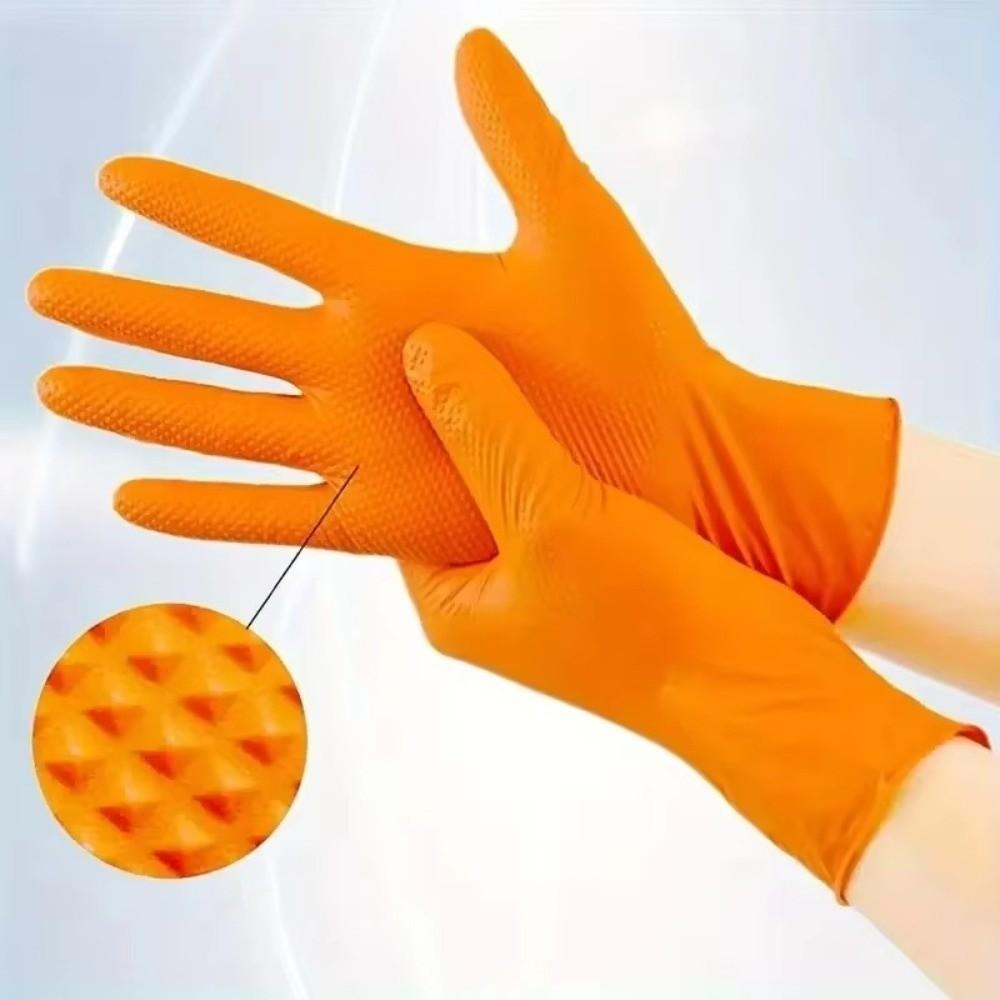 10pcs Heavy Duty Nitrile Gloves with Diamond Textured Safety Gloves  Industrial Use