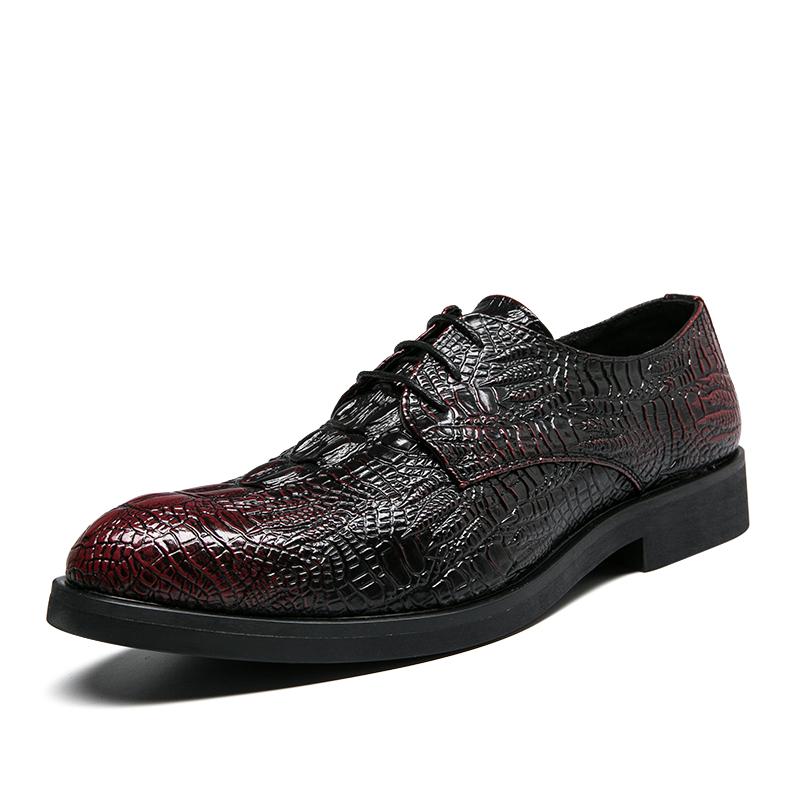 Crocodile Pattern Men Leather Casual Shoes Thick Platform Business Shoes Sneakers Outdoor Male Derby Shoes Formal Dress Footwear