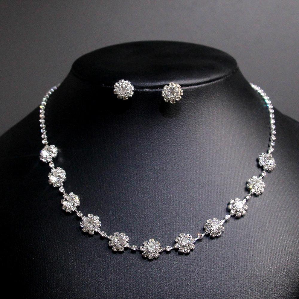 Korea Metal Claw Chain Rhinestone Wedding Necklace Bridal Necklace Earrings Jewelry Banquet Necklace Jewelry Set