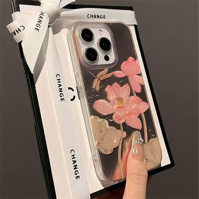 Simple Pink Lotus Vortex Pattern Phone Case for IPhone 16 15 14 13 12 11 Pro Max XS XR X 7 8 Plus Shockproof Silicone Soft Cover