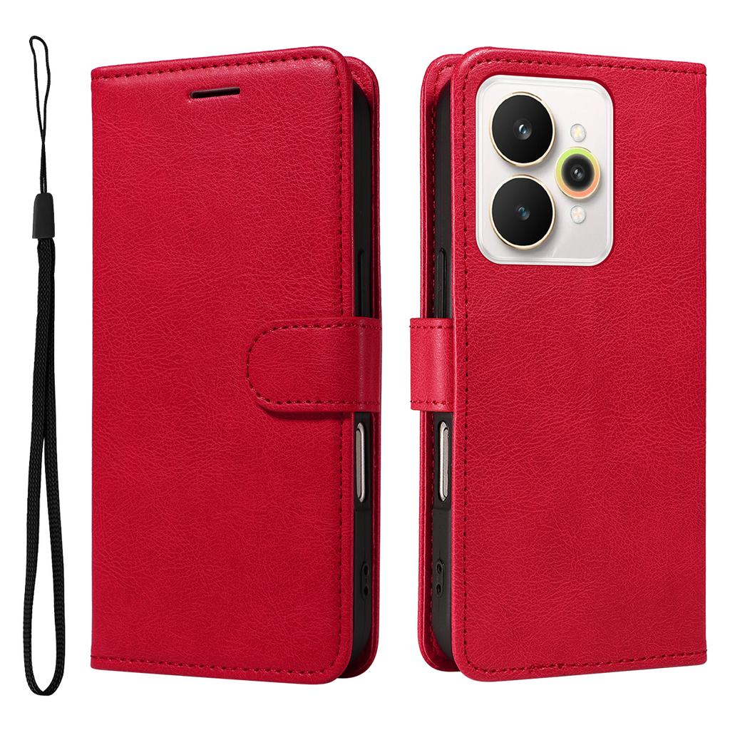 For Realme 15 Pro 5G/Realme 15 5G Leather Wallet Case with Strap Solid Color Phone Stand Cover
