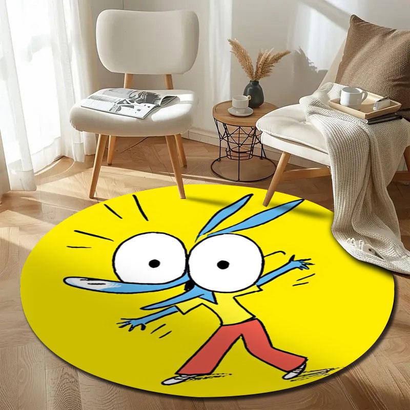 Statement Round Moon Multicolor Carpet, Non-Slip Floor Mat for Living Room