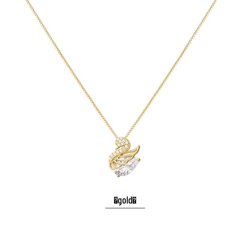 

S925 Silver Swan Zircon Necklace - Elegant Versatile Women s Clavicle Chain