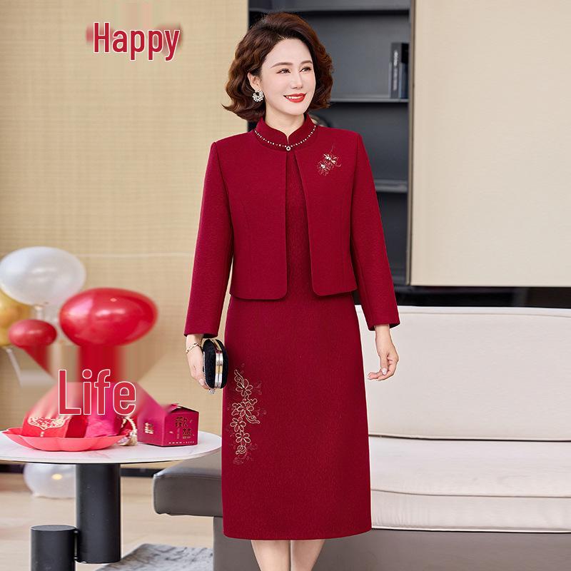 

Spring & Autumn Festive Plus Size Mother of the Bride Dress - New Arrival 5XL (145-155 lbs) вино красного