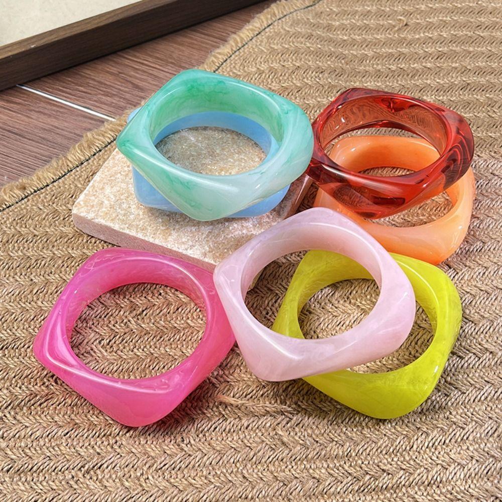 Minority Design Colorful Acrylic Bangle Europe American Style Transparent Hand Ring  Girls