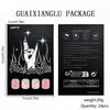 24Pieces Artificial Nail French Tip Pink Flower Glittering Press stick Nail for Women Party and Date Event