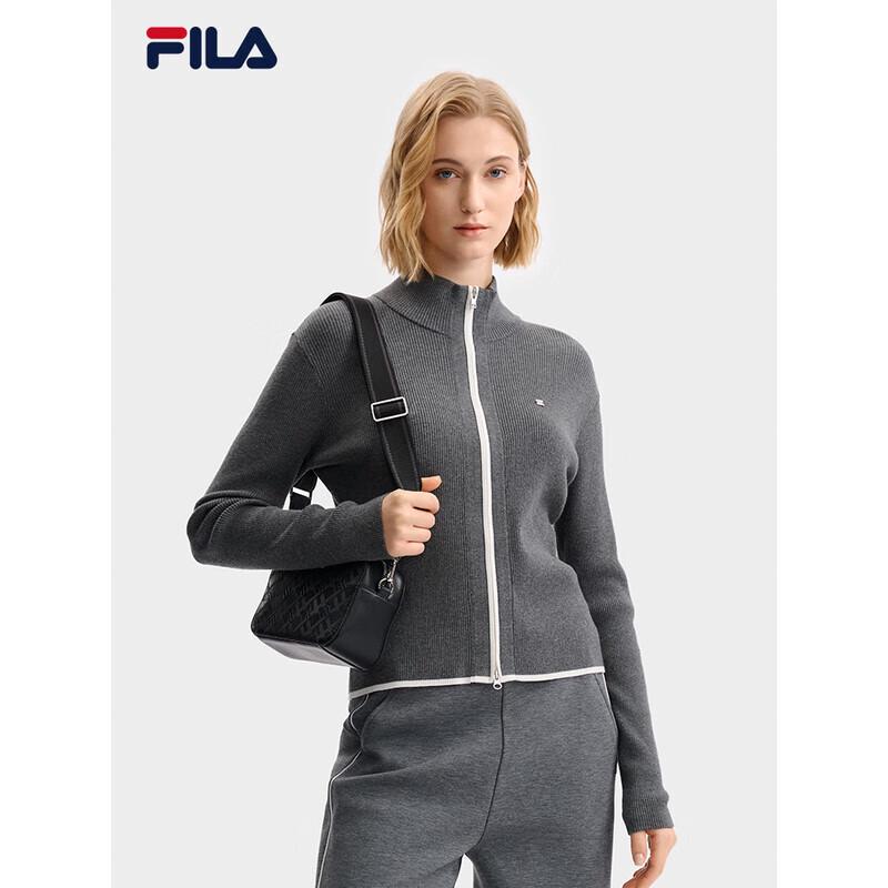 FILA Women s Slim-Fit Knitted Zipper Cardigan - Heather Grey XL