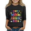 Kids Printed Three-Quarter Sleeve Round Neck Top for Back To School Casual Wear