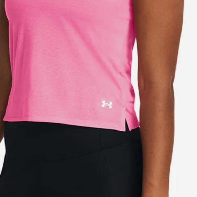 Under Armour Solid Color Round Neck Slim Fit Short Sleeve T-Shirt Women Tops Pink 1382434-682