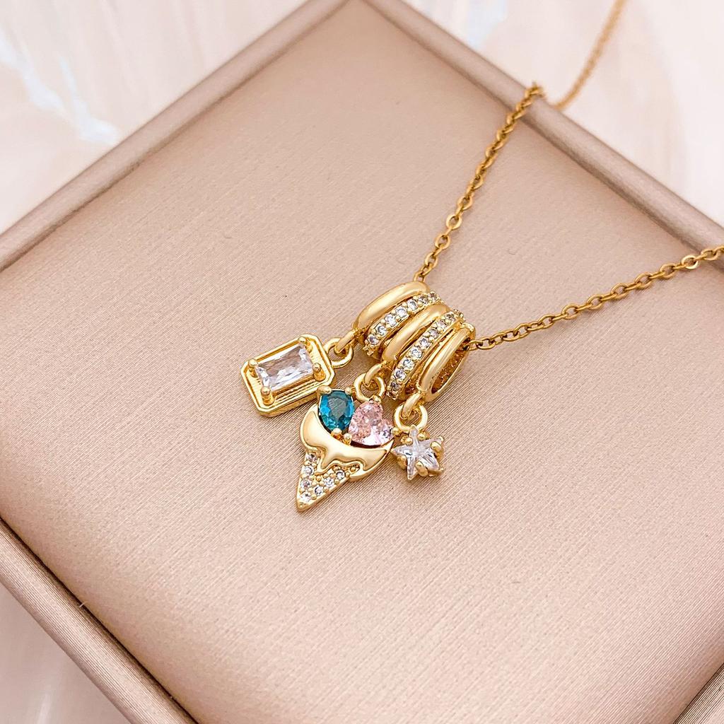 Necklace Explosive Square Ice Cream Color Necklace Light Luxury Micro-inlaid Zircon Temperament Advanced Sense Simple Accessories