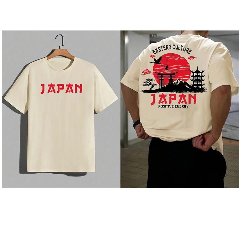 Men Women T-Shirt Eastern Culture Fuji & Torii Gate Graphic Tee Traditional Japanese Streetwear Casual Cotton Tops