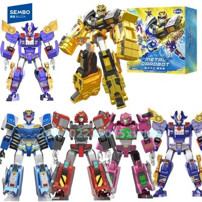 NEW SEMBO METAL CARDBOT Building Block Anime Black Gold Version Ultimate Blue Cop Assembling Movable Model Toys Children's Gift