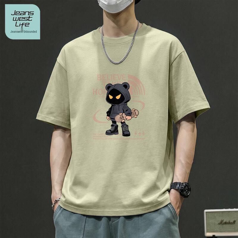 JEANSWEST LIFE Men s 2026 Cartoon Graphic Pure Cotton Short Sleeve T-Shirt 2XL