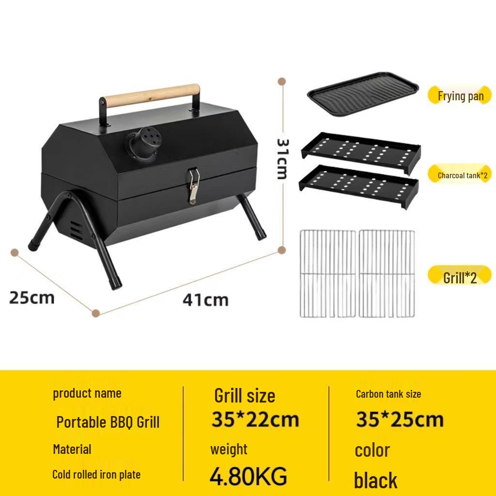 Portable Charcoal Grill Set: Outdoor Camping Barbecue Rack and Tools for Home Use