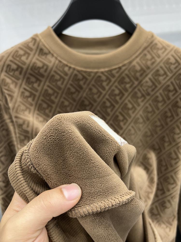 Men's Jacquard Design Round Neck Long Sleeve Warm Hooded Sweater