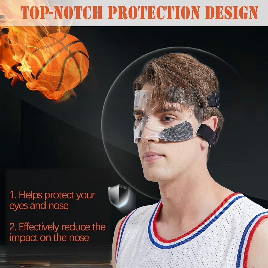 Nose Guard for Broken Nose Baseball Softball Basketball Face Mask Adjustable Face Shield Masks with Padding Nose Guard Protects Nose and Eye from