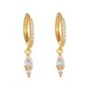 2025 New Design Gold Color Zircon Water Drop Small Hoop Earrings Women Copper Pendant Piercing Korean Earrings Wedding Jewelry