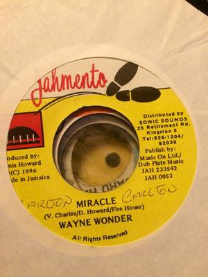 7inch Record WAYNE WONDER - Miracle NONE Jahmento Record 1996 Jamaica Reggae, Ska & Dub Used