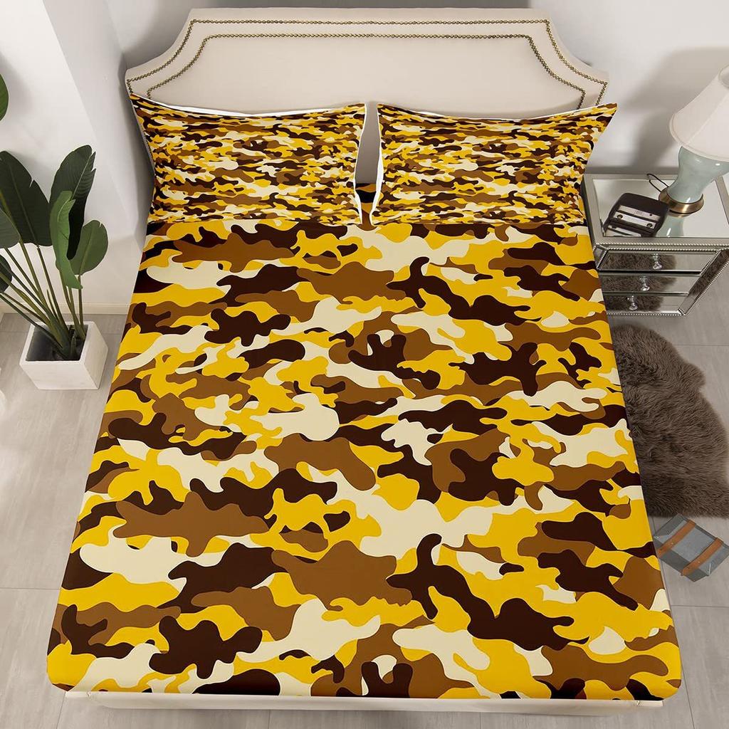Camouflage Simple Pattern Mattress Three-Piece Digital Printing Mattress Bedding Set Adult Children