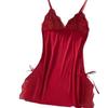 2025 New European & American Lingerie: Sexy Deep V Nightdress with Lace Slit and Straps