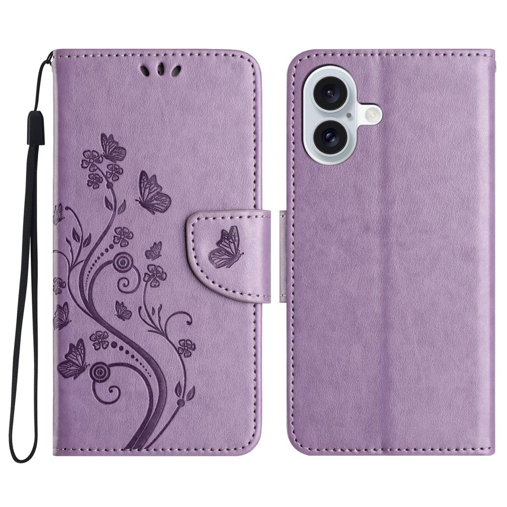 For iPhone 17 Case Imprinted Mini Butterfly Leather Wallet Phone Cover