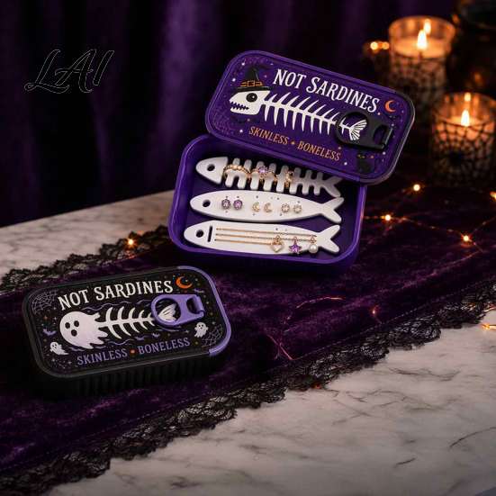 Creative Holiday Gift for Jewelry Lovers Halloween Box 3D Printed Small Keepsake Box with Fish Party Favor Shaped Holder Gothic Decorative Organizer
