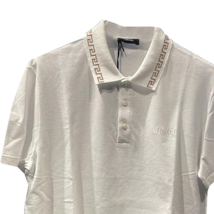 Versace SS24 Letter Embroidery Straight Cut Casual Short Sleeve Polo Shirt Men Polo Shirts White 1011851-A231377-2W110