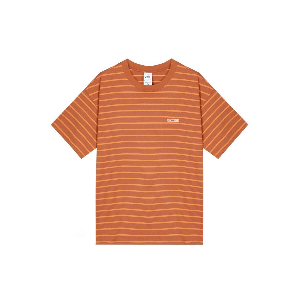 Nike Striped Round Neck Casual Short Sleeve T-Shirt Men Tops Orange FB8130-246