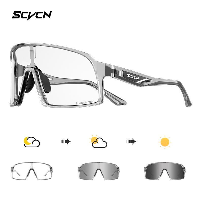 SCVCN Photochrome Radsportbrille Sportsonnenbrille für Herren MTB Fahrrad Brillen für Damen Mode Schutzbrille Schlittschuhbrille
