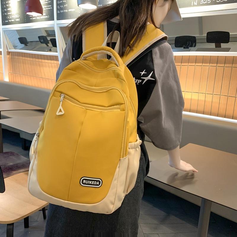 New Backpack Contrasting Colors, Junior High School and High School Students Schoolbag Port Large-capacity College Student Backpack