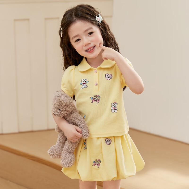 LUSON Mädchen Stickerei Polo Kleid Set