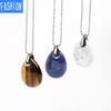 Popular Natural Stone Aura Crystal Teardrop Pendant