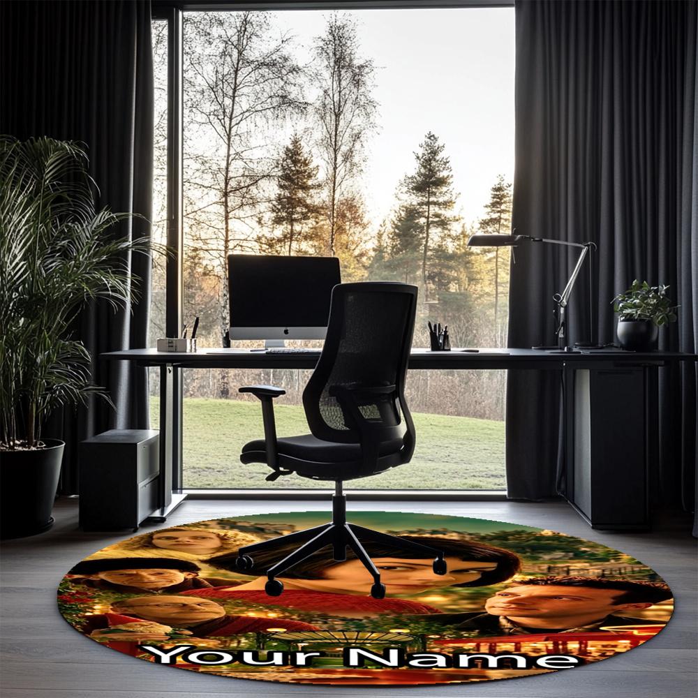 Custom Name Amélie Printed Round Rug Carpet Chair Rug Area Rug Entryway Doormats,for Office Chair Living Room Bedroom Kitchen Room.
