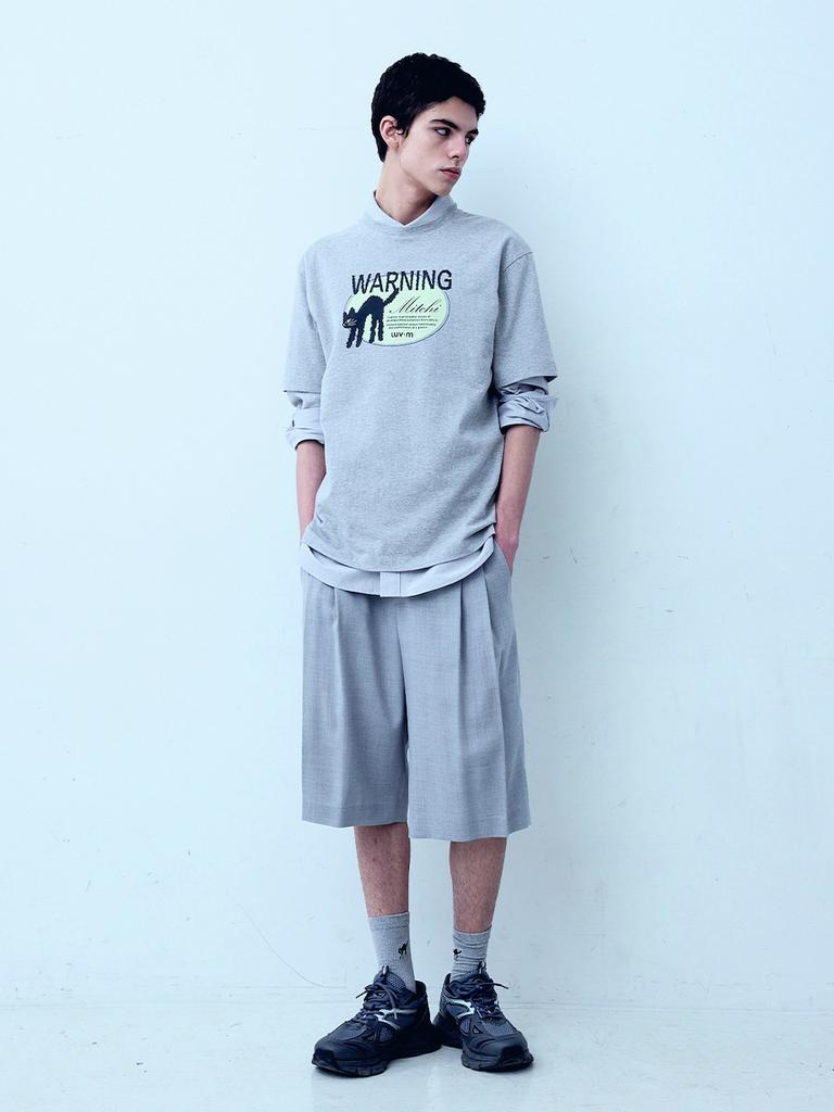 Luvm Wide Bermuda Pants For Men_Melange Gray
