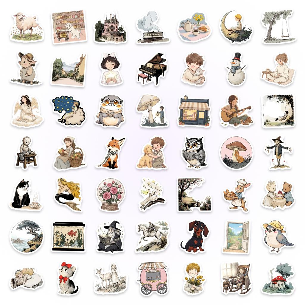 56/112 Pcs Cute Cartoon Fairy Tale World Stickers Creative for Stationery Fridge Suitcase Helmet Skate Waterproof Durable Decals