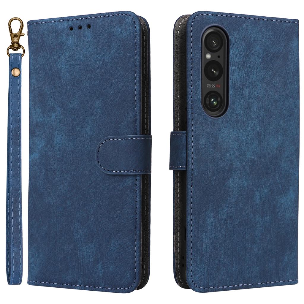 For Sony Xperia 1 VI Leather Case RFID Blocking Wallet Cover with Wrist Strap