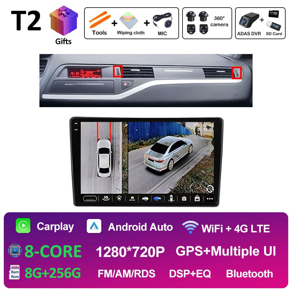 GPS Navigation Android 14 For Citroen C5 2008 2009 2010 2011 2012 2013 - 2017 Car Multimedia Radio Video Player QLED IPS Screen