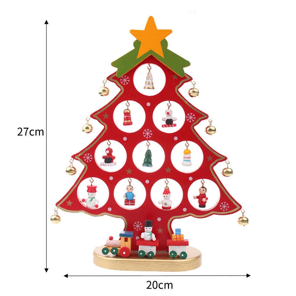 Pom de Crăciun din lemn artificial de masă 3D DIY cu ornamente creative în miniatură Decorare pentru birou pentru decorarea bradului de Crăciun