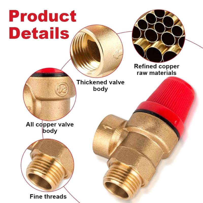 Practical DN15 Membrane Safety Valves 1/2 Inch Brass Pressure Relief Valves Accessory for Water Oil and Gas Rating