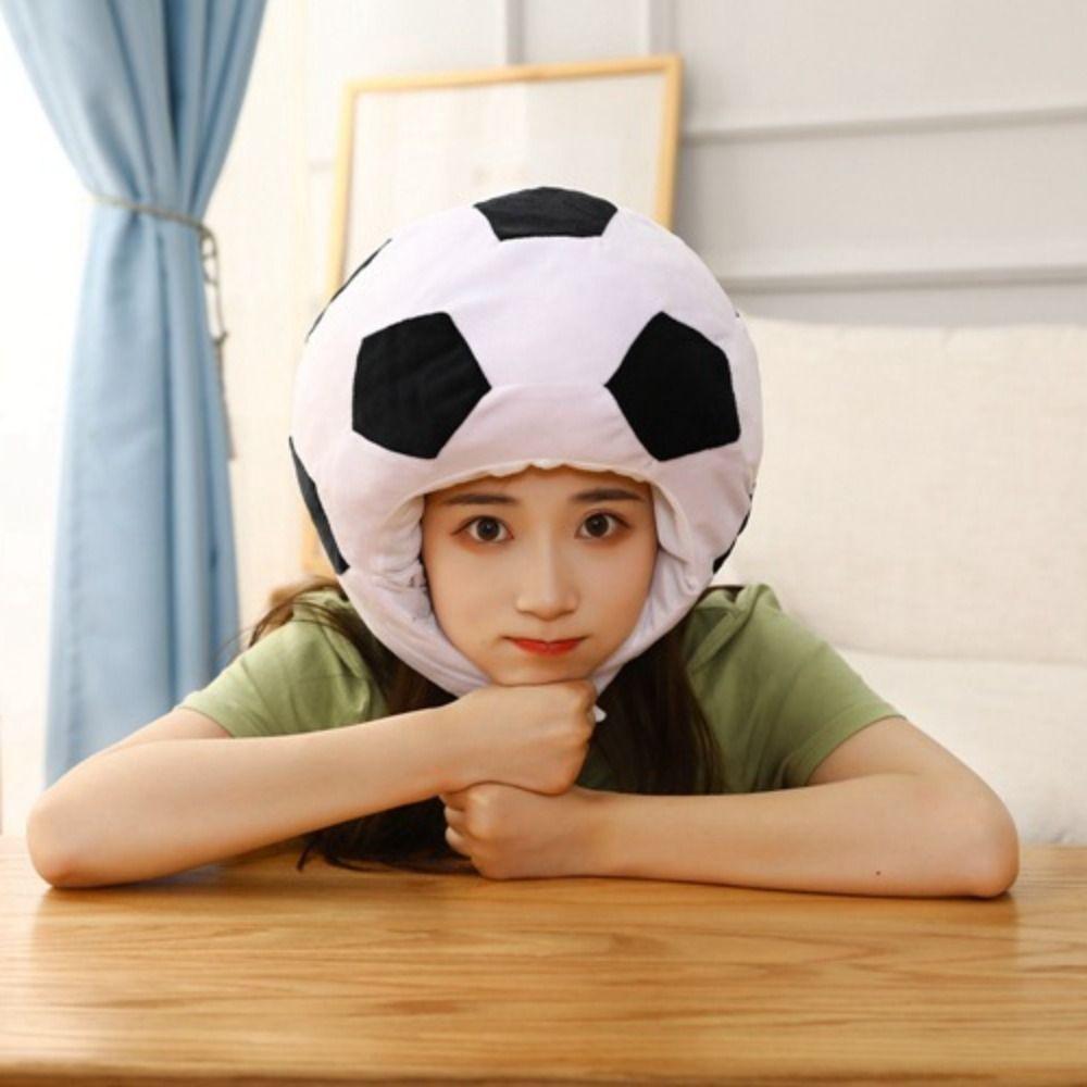 Soft Cartoon Headgear Cap Funny Plush Headgear Photography Props Football Headgear  Halloween