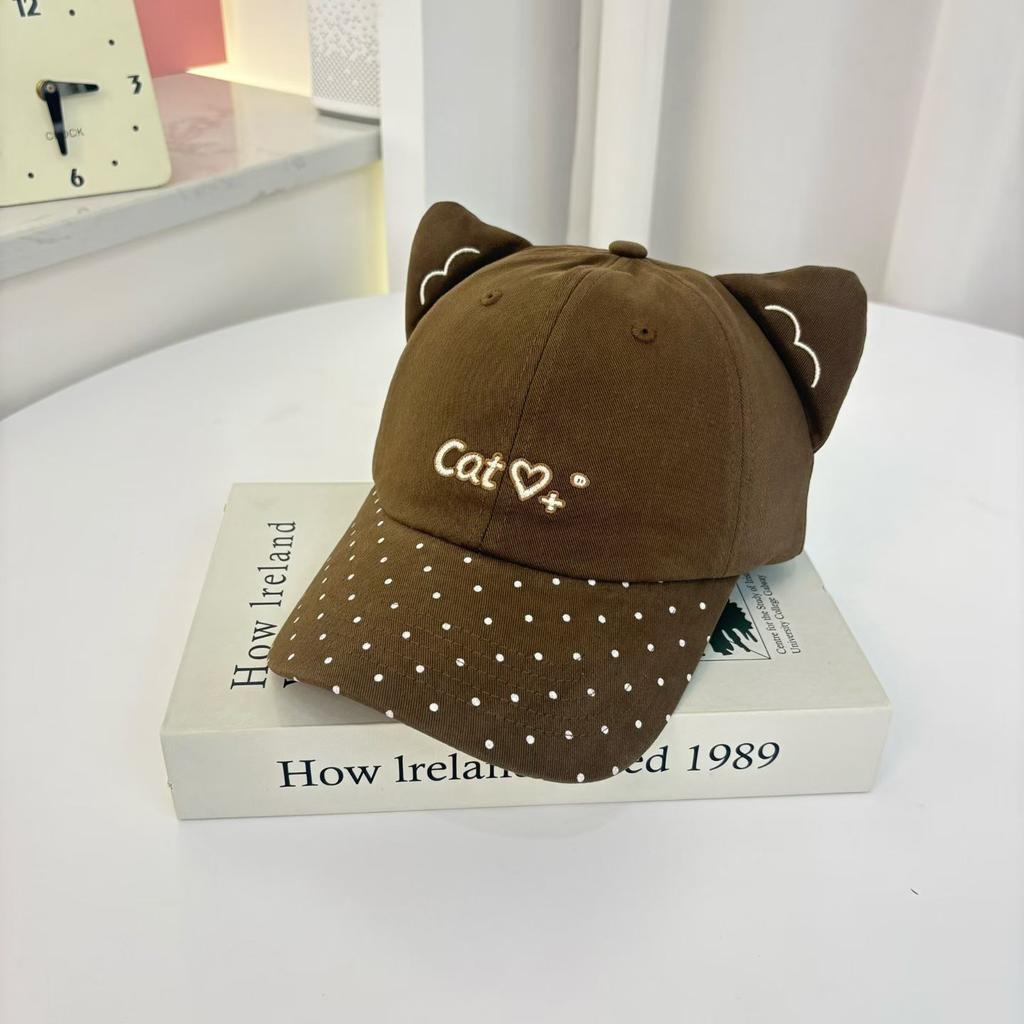 New cute cat ears baseball cap women's spring and autumn versatile soft top sunshade sunscreen cap fashion cap