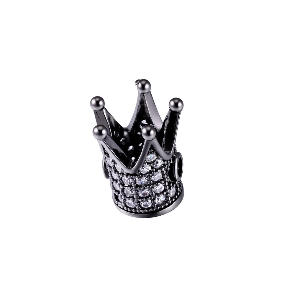 18K Gold Crown Beads with Micro-inlaid Zircon for DIY Jewelry Making